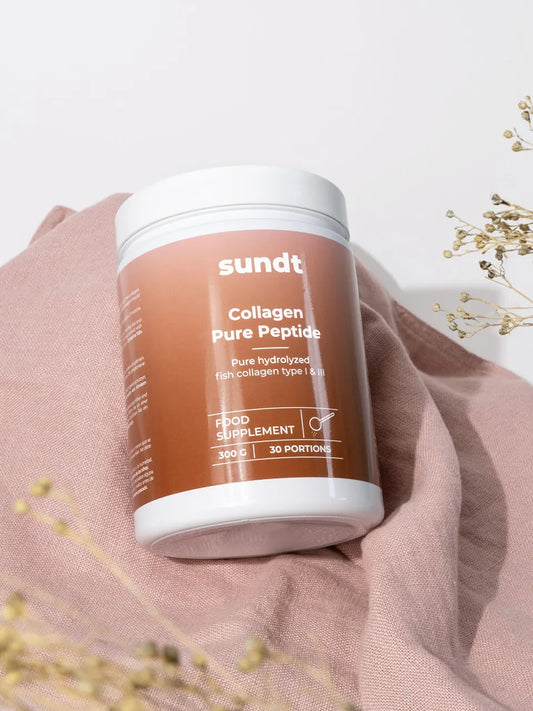 Collagen Pure Peptide von Sundt auf rosa Grund